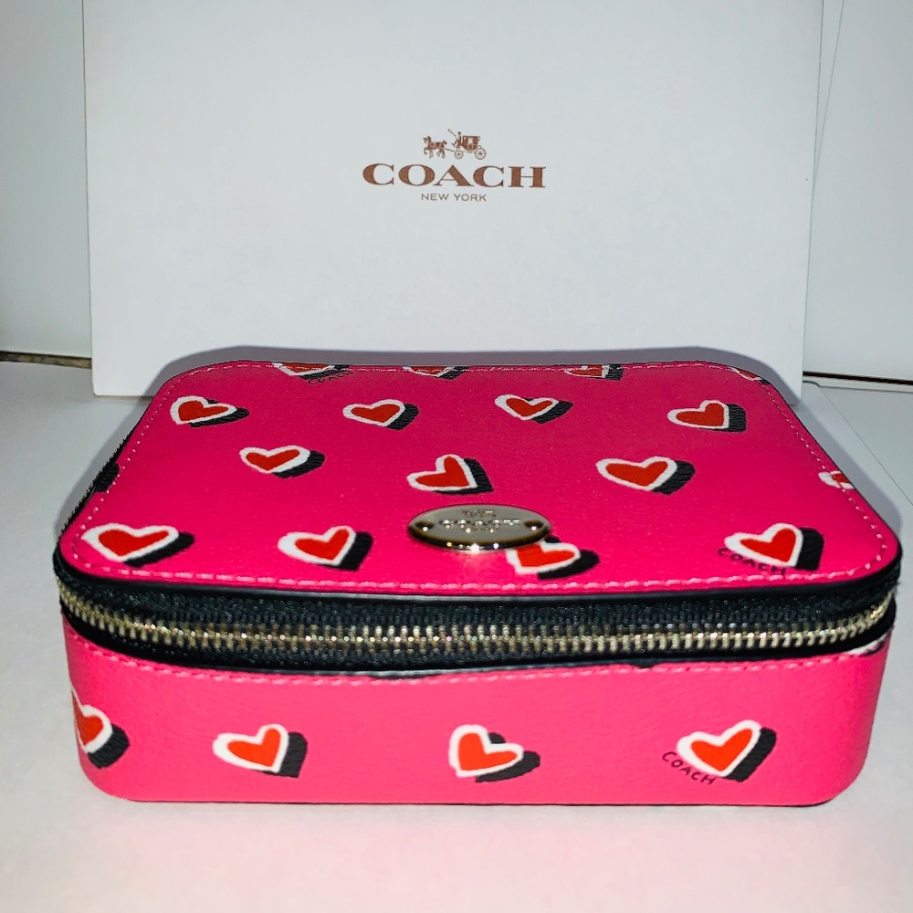NWT Coach Leather Heart Travel Jewelry Box - Picture 2 of 8